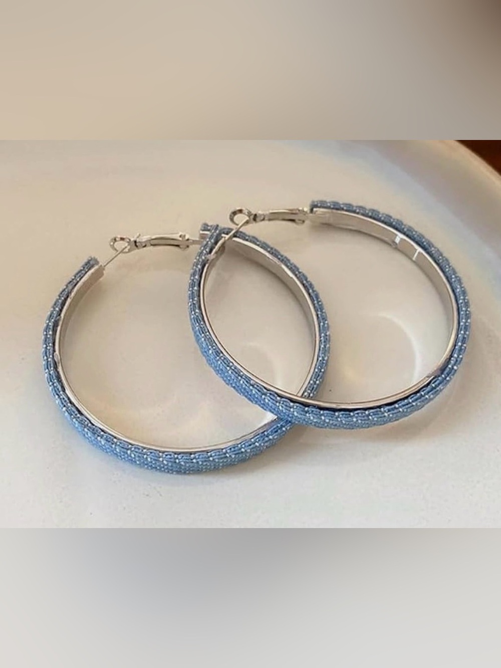 Denim Hoop Earrings